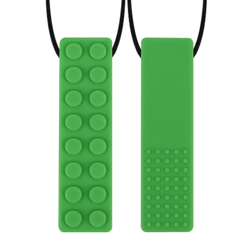 1Pc Sensory Chew Necklace Brick Chewy Kids Silicone Biting Pencil Topper Teether Toy, Silicone teether for children with autism