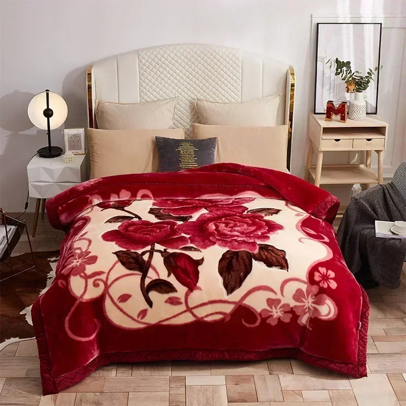 New Warm Weighted Blankets for Beds High End Thicken Warmth Raschel Blanket for Winter Autumn Double Side Plush Comforter Quilt