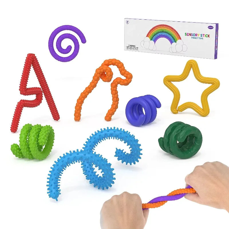 8pcs EDC Fidget Sensory Sticks Toys, Worry Balls Autism Calming Kid Adults Anxiety Relief Stress Sensory Toy, Christmas Gifts