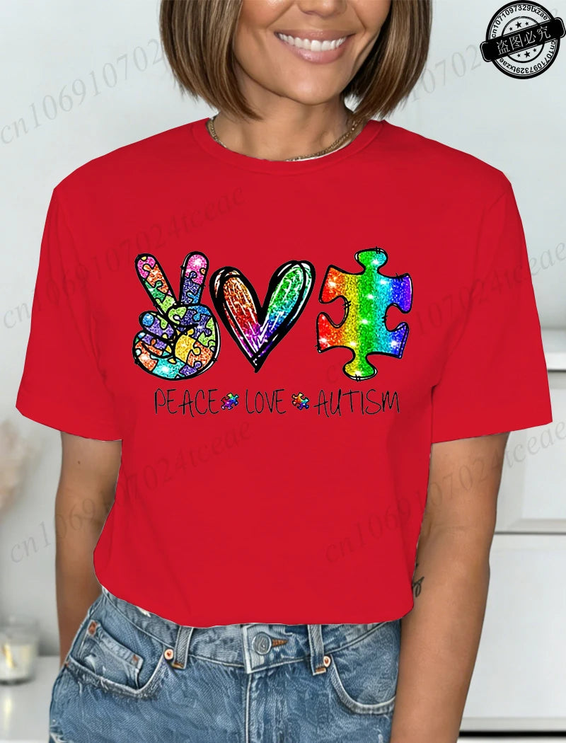 Autism Awareness T-Shirts for Women,We Wear Blue Tee Shirt,Fashion Autism Tops Graphic T-Shirts Women Short Sleeve Clothing