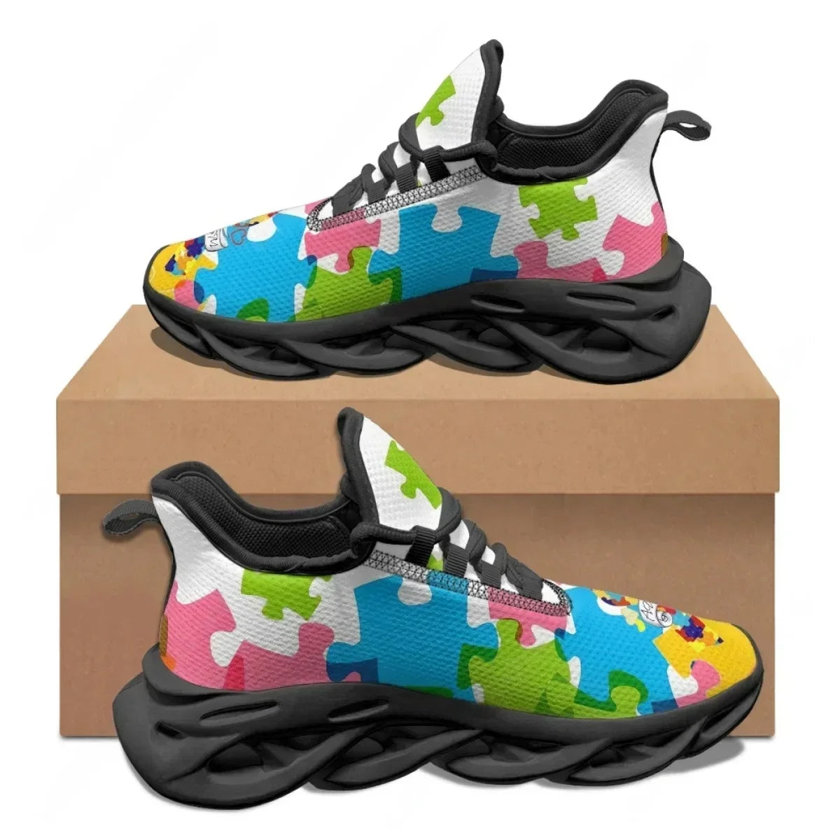 Autism Awareness Sports Running Shoe Color Puzzle Durable Wild Cozy Men’s Sneakers New High Quality Soft Platform Tenis Feminino