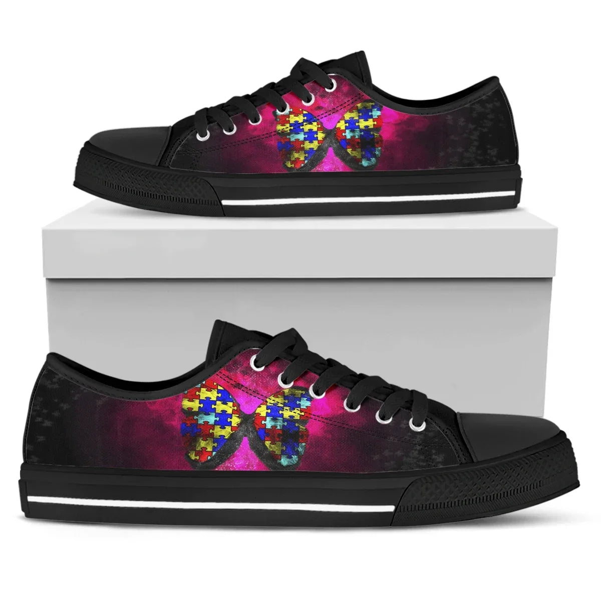 White Autism Awareness Heart Women Shoes New Retro Lowtop Sneakers Shoes for Women Canvas Round Toe Causal Flats Shoes 2022