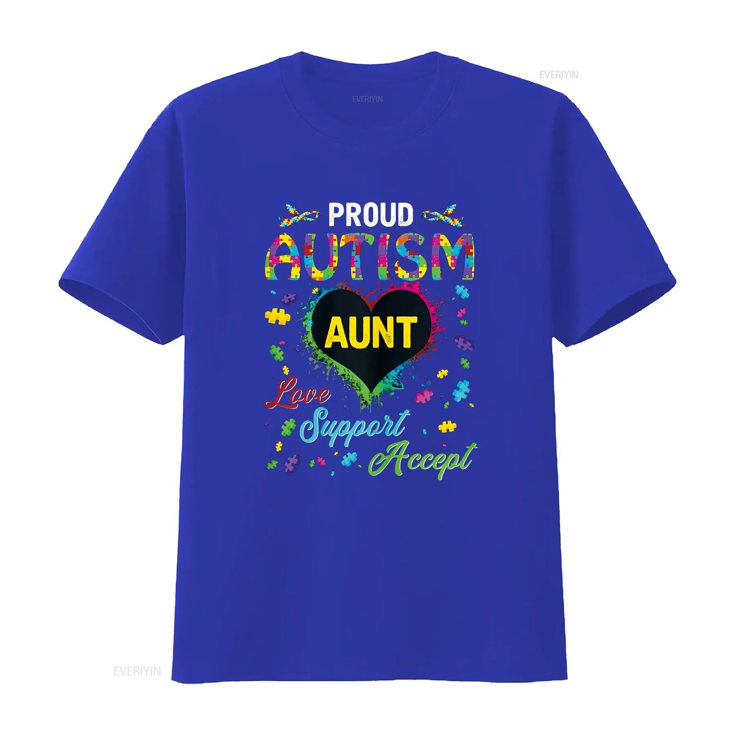 Proud Autism Aunt Love Support Accept Help Awareness T Shirt vintage Washed fashion Stretched Unisex Stylish Breathable