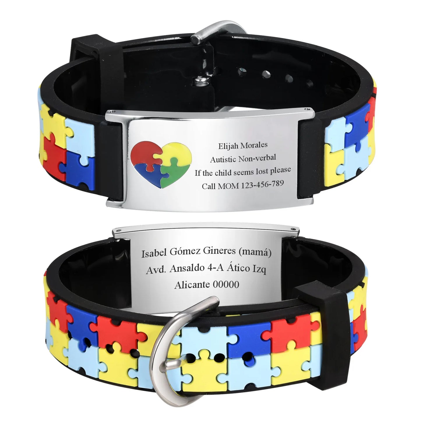 Free Personalized Autism Medical Alert ID Bracelet For Child Kids, 0-7 Years Custom Anti-lost  Bracelet Silcone Wristband