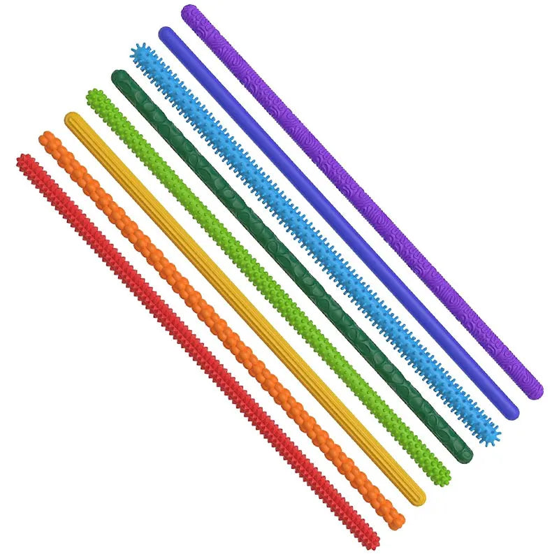 8 Pcs Silicone Twist Sensory Sticks Fidget Toys Set Vibrant Anxiety Relief Toys for Stress Relief Focus ADHD & Autism