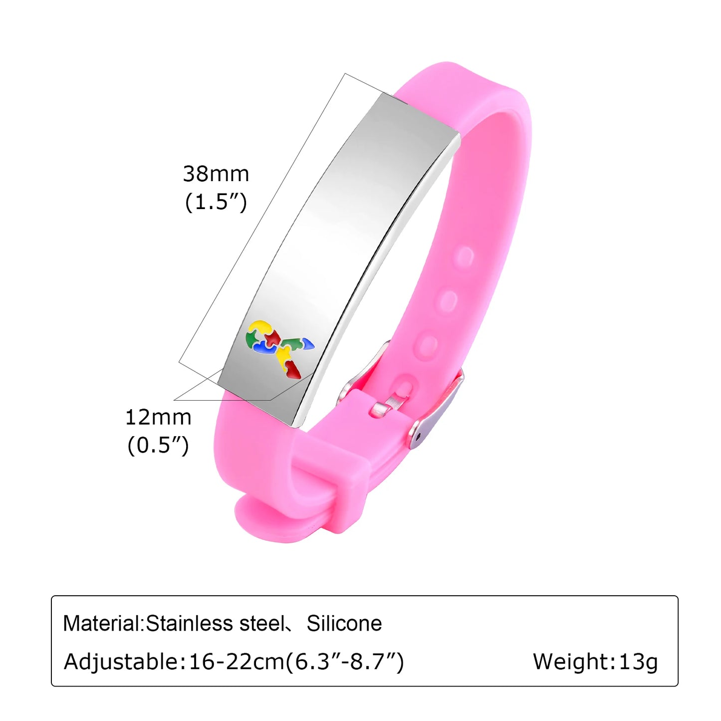 Personalized Autism Aspergers Bracelet for Little Boy Girl , Engraved Medical Alert ID Adjustable Silicon Bracelet Engraved Gift