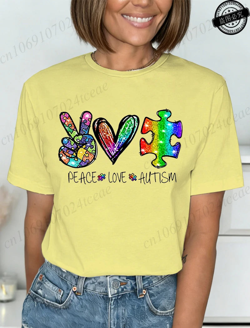 Autism Awareness T-Shirts for Women,We Wear Blue Tee Shirt,Fashion Autism Tops Graphic T-Shirts Women Short Sleeve Clothing