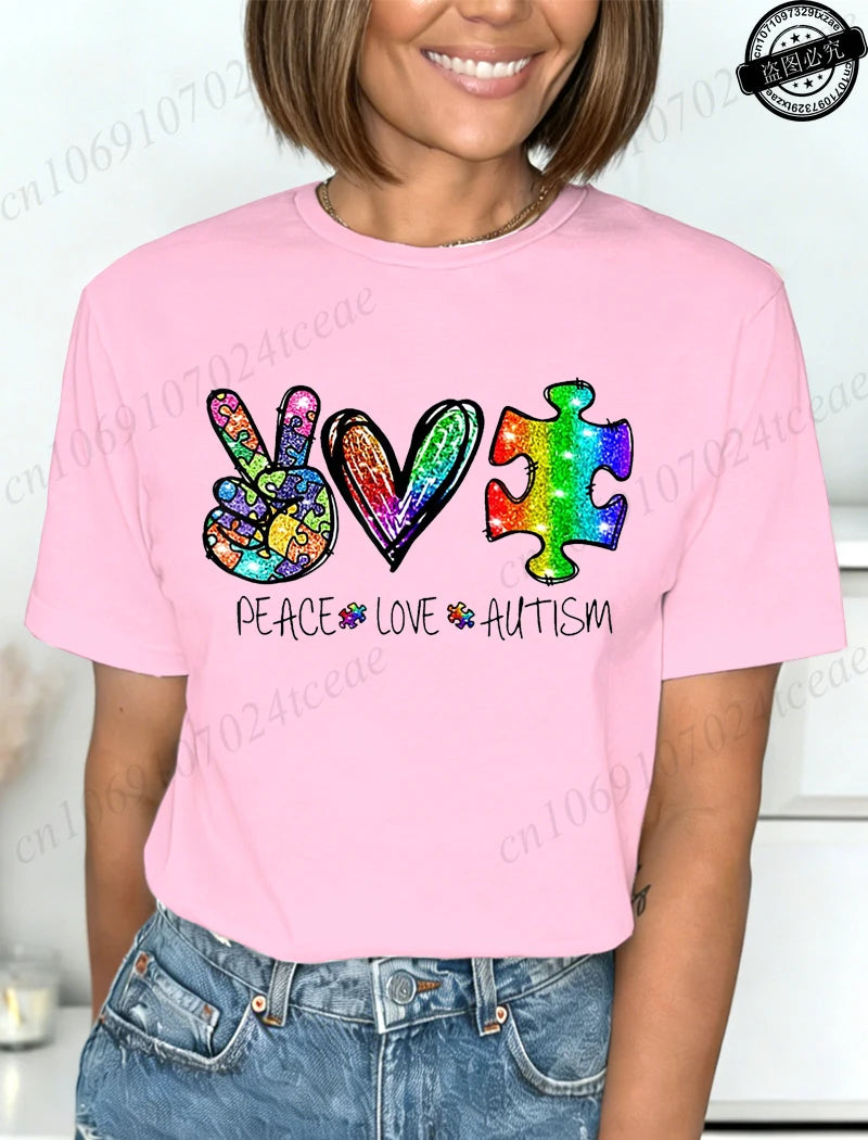 Autism Awareness T-Shirts for Women,We Wear Blue Tee Shirt,Fashion Autism Tops Graphic T-Shirts Women Short Sleeve Clothing