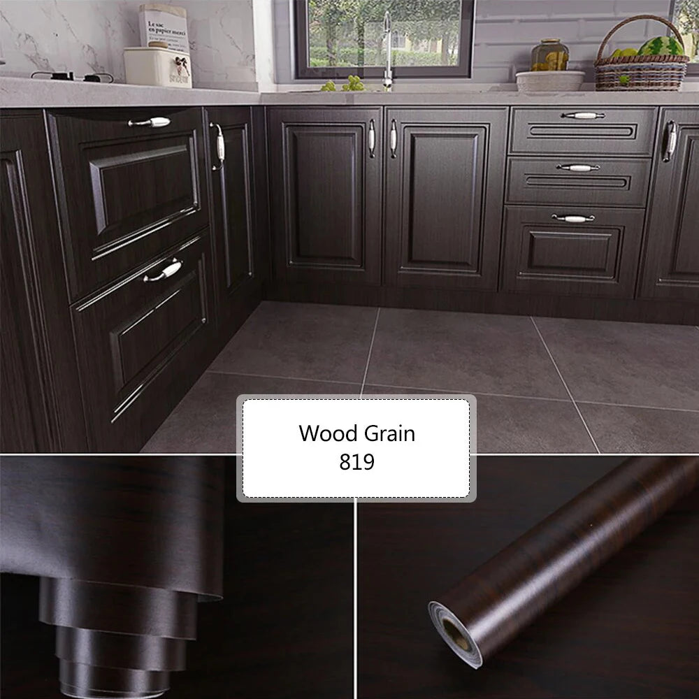 Waterproof Wood Vinyl Wallpaper Self Adhesive wallpapers Doors Cabinet Desktop Modern Furniture Decorative wall Paper