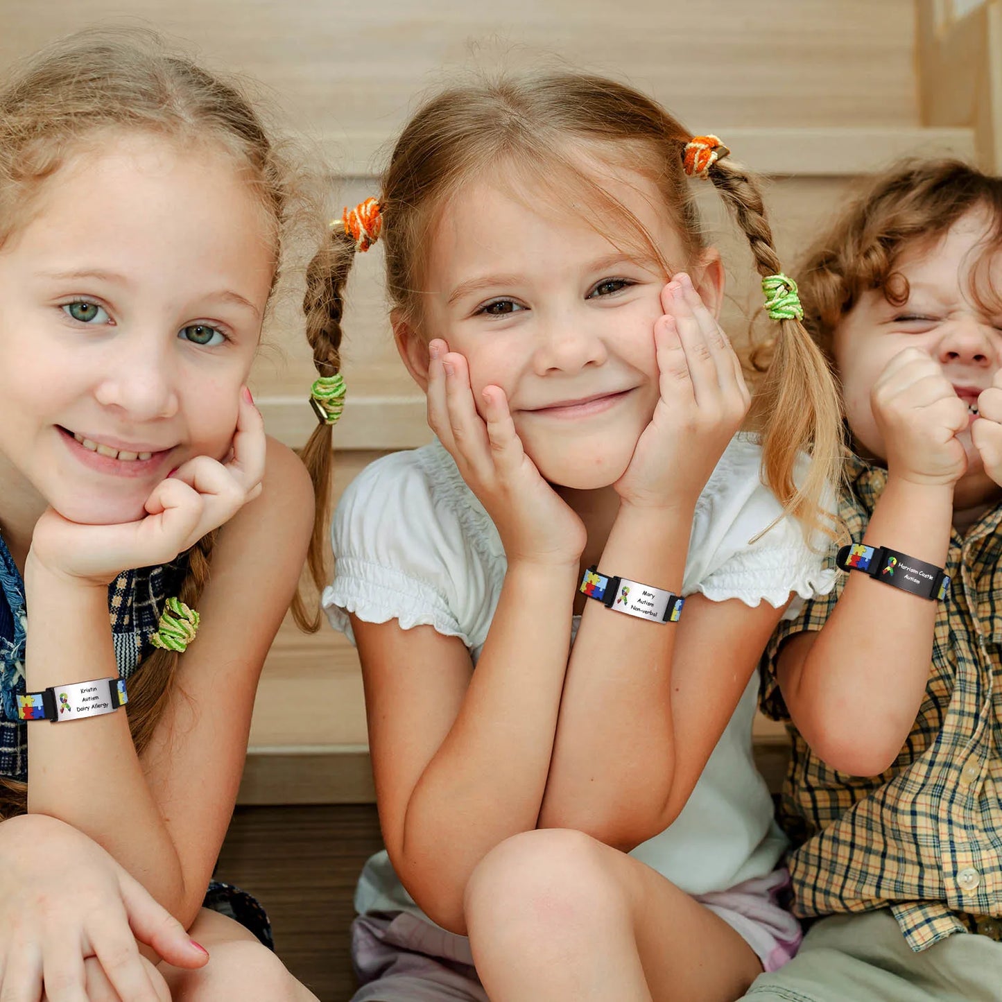 Personalized Autism Aspergers Bracelet for Little Boy Girl , Engraved Medical Alert ID Adjustable Silicon Bracelet Engraved Gift
